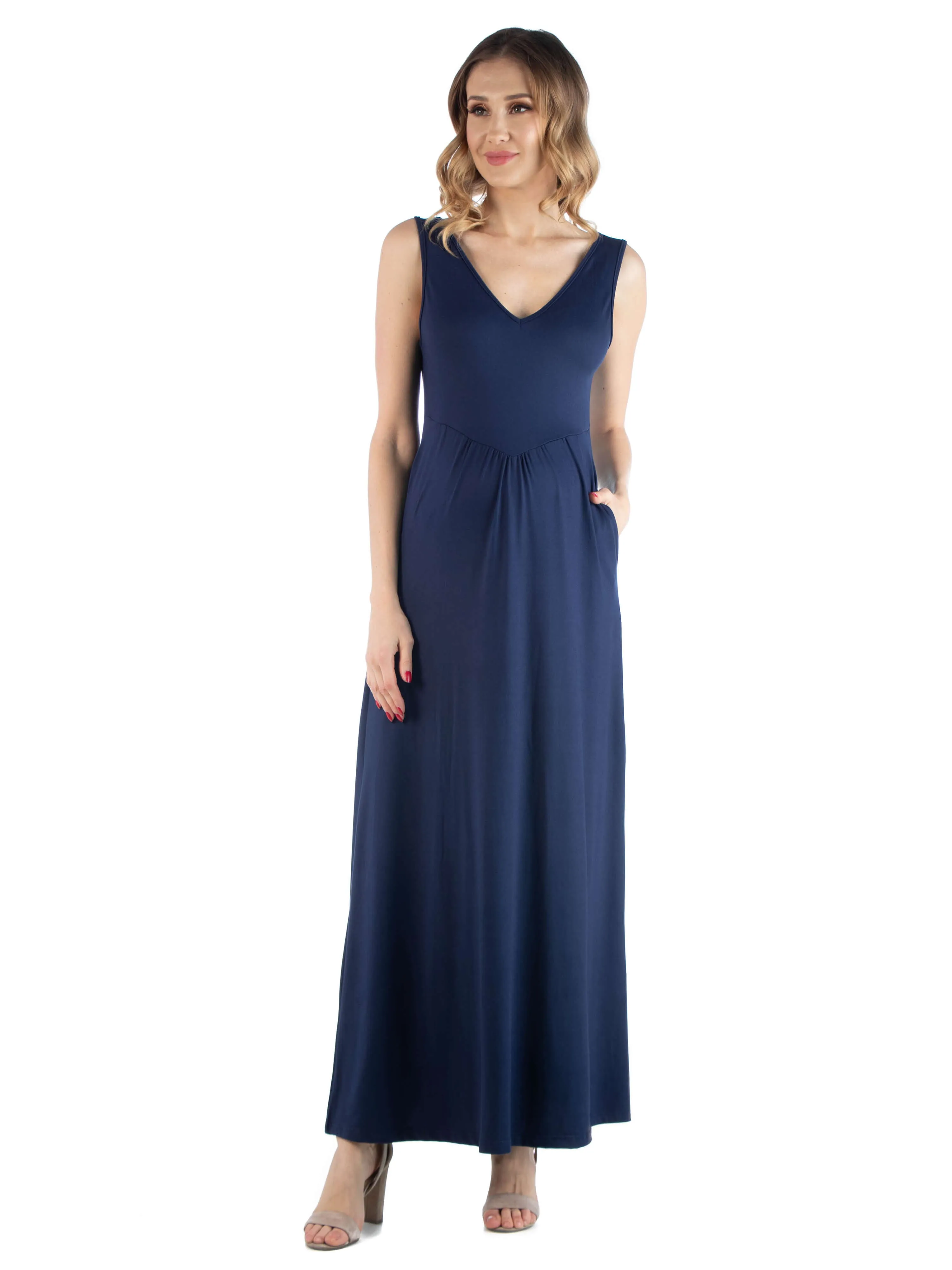 Maxi Maternity Sleeveless Dress with Pockets sold by 24/7 Comfort Apparel product image thumbnail 3