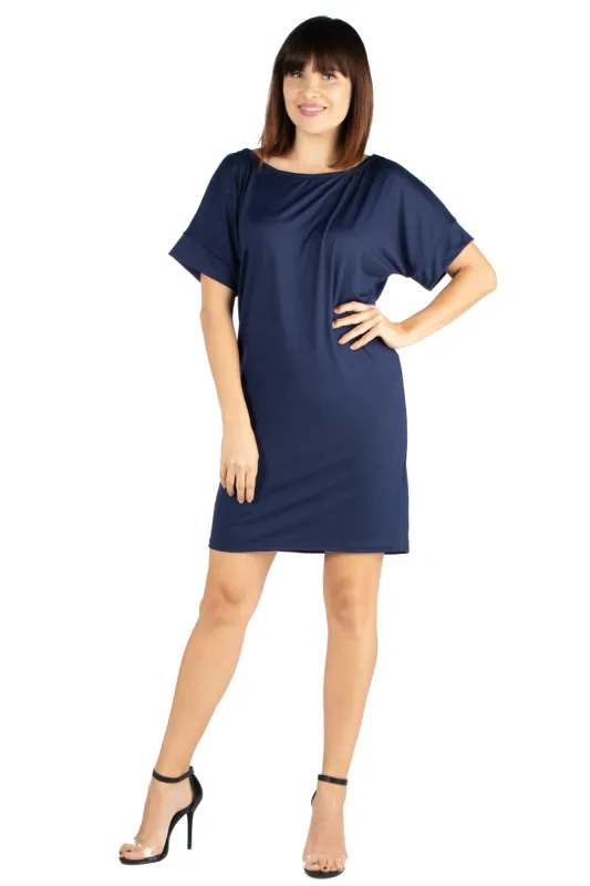 24seven Comfort Apparel Womens Loose Fit T Shirt Dress with boat Neck sold by 24/7 Comfort Apparel