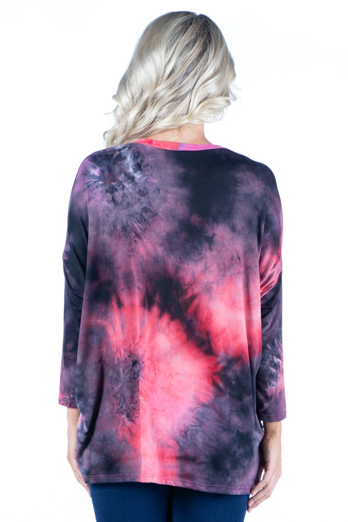 Oversized Tie Dye Long Sleeve Dolman Tunic Top sold by 24/7 Comfort Apparel product image thumbnail 2