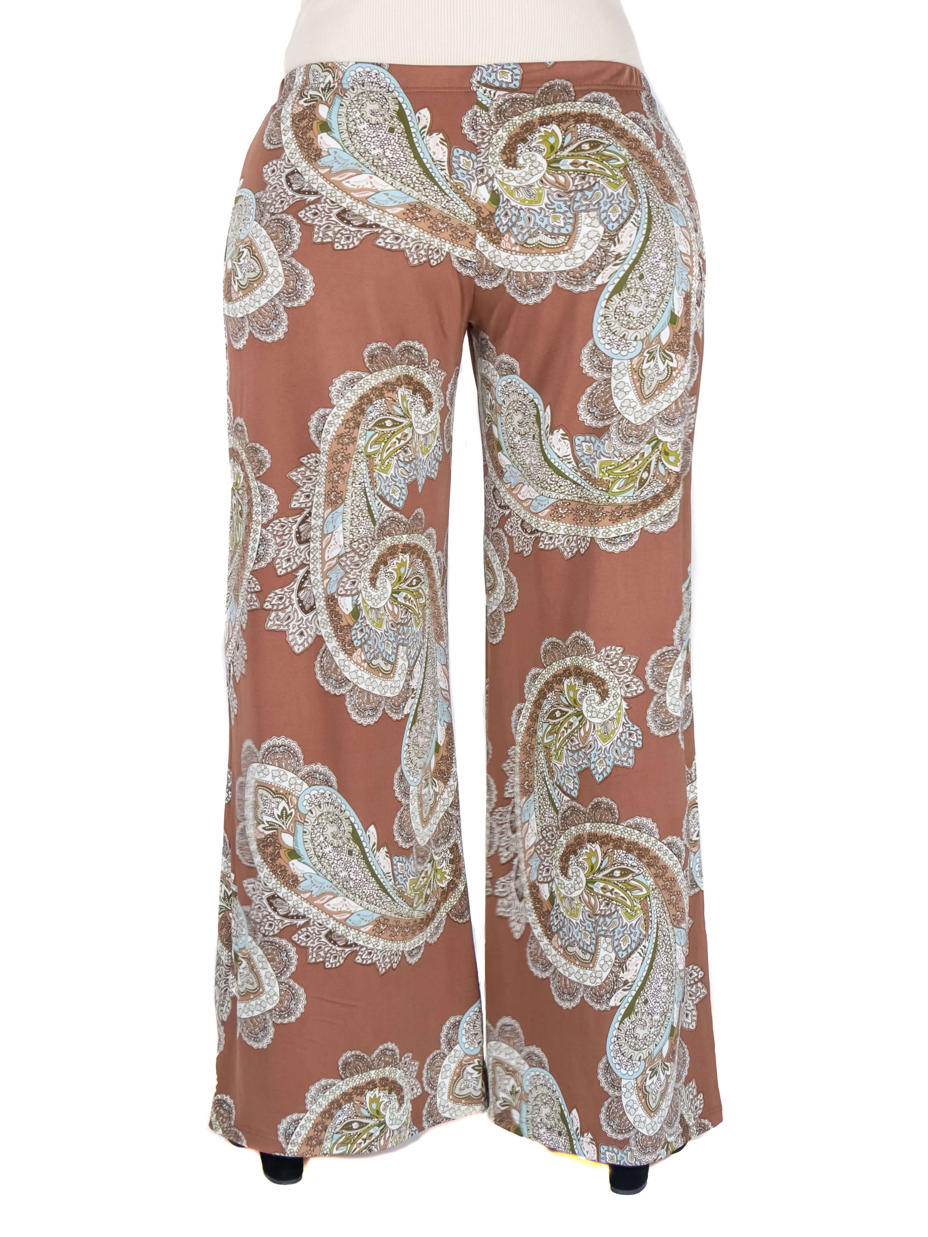 Brown Paisley Print Elastic Waist Plus Size Palazzo Pants sold by 24/7 Comfort Apparel product image thumbnail 3