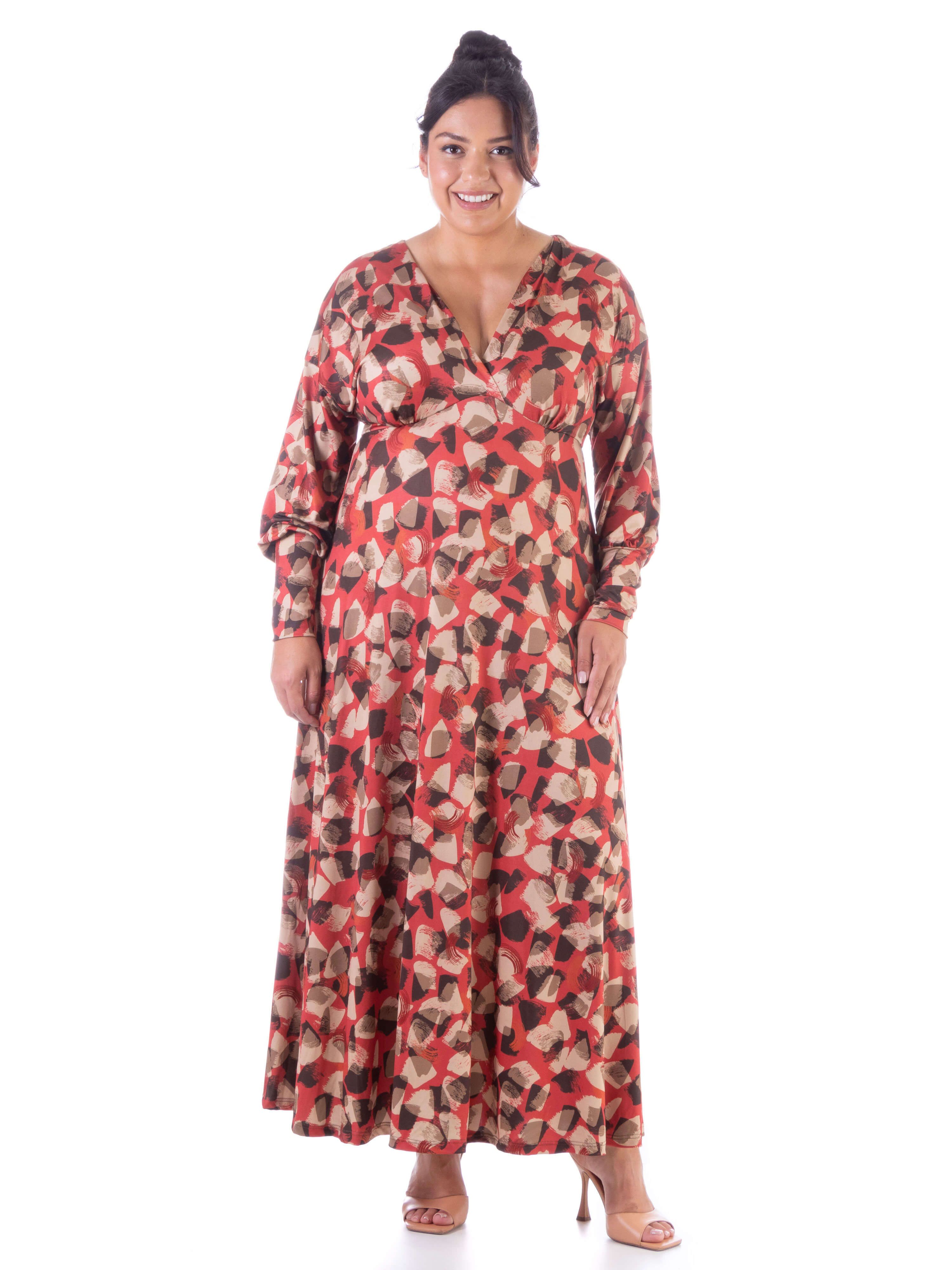 Print Dolman Long Sleeve Flowy Maxi Dress sold by 24/7 Comfort Apparel