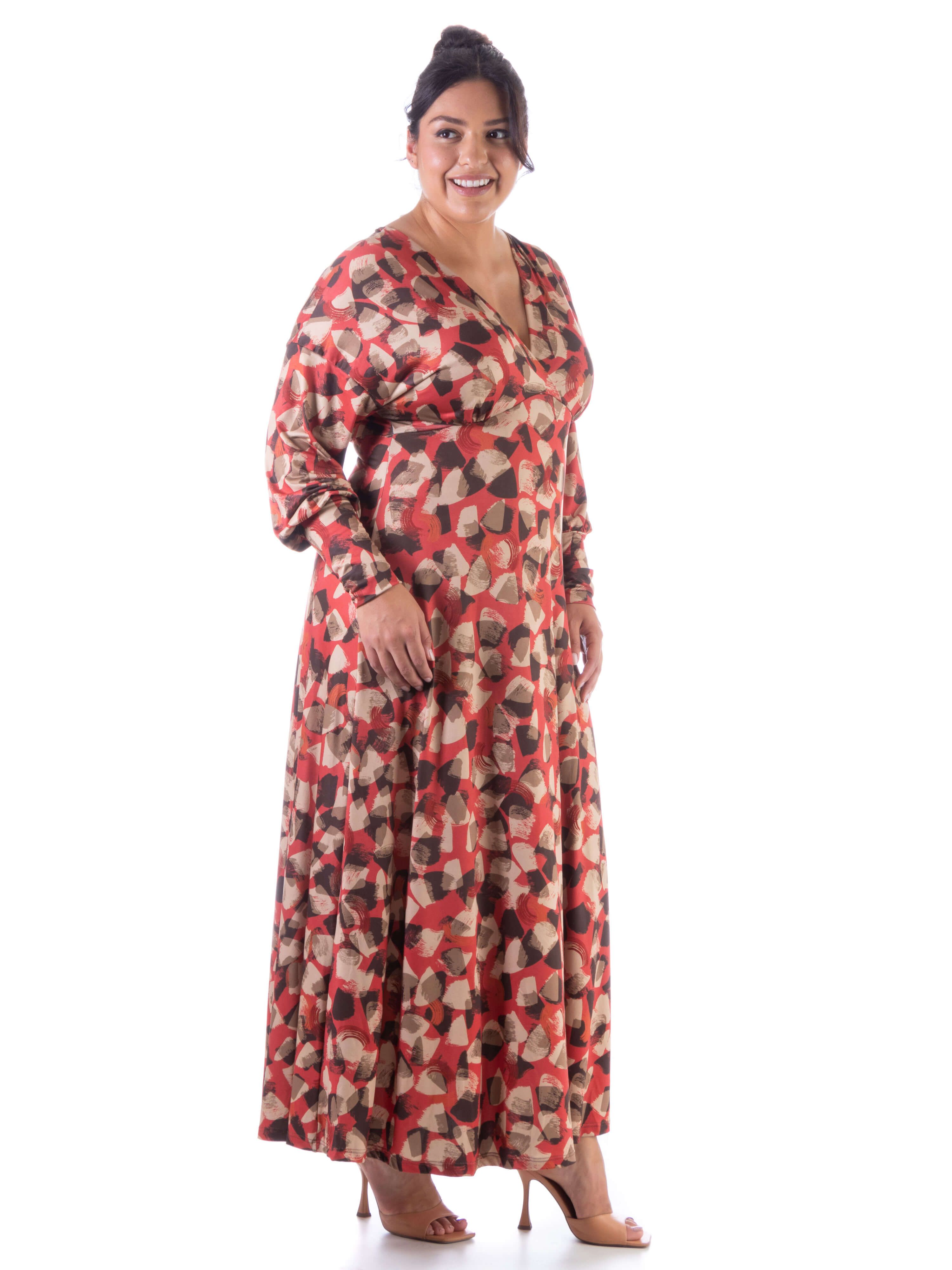 Print Dolman Long Sleeve Flowy Maxi Dress sold by 24/7 Comfort Apparel product image thumbnail 2
