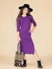 24seven Comfort Apparel Girls Long Sleeve Side Slit Maxi Dress Solid Color sold by 24/7 Comfort Apparel