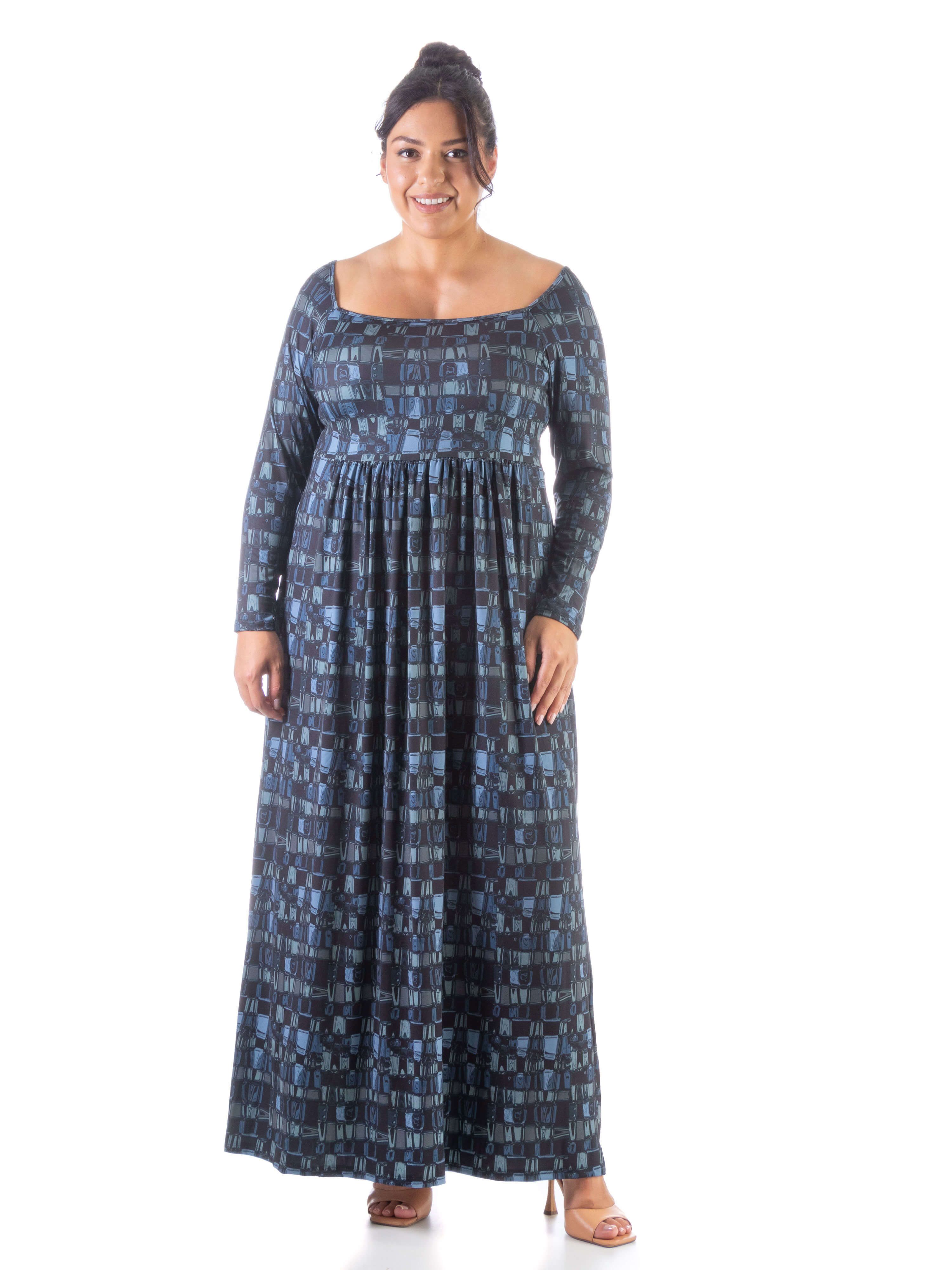 Grey Long Sleeve Pleated Plus Size Maxi Dress sold by 24/7 Comfort Apparel