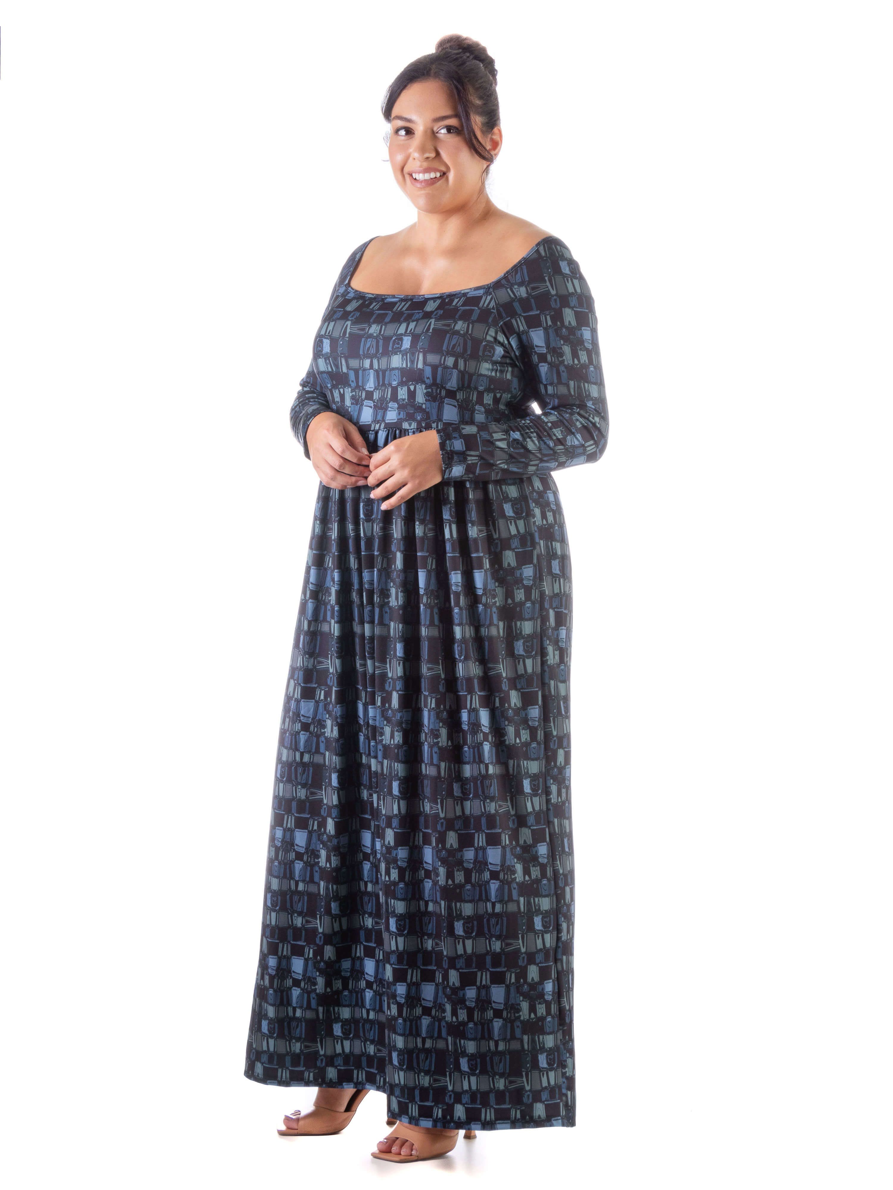 Grey Long Sleeve Pleated Plus Size Maxi Dress sold by 24/7 Comfort Apparel product image thumbnail 2
