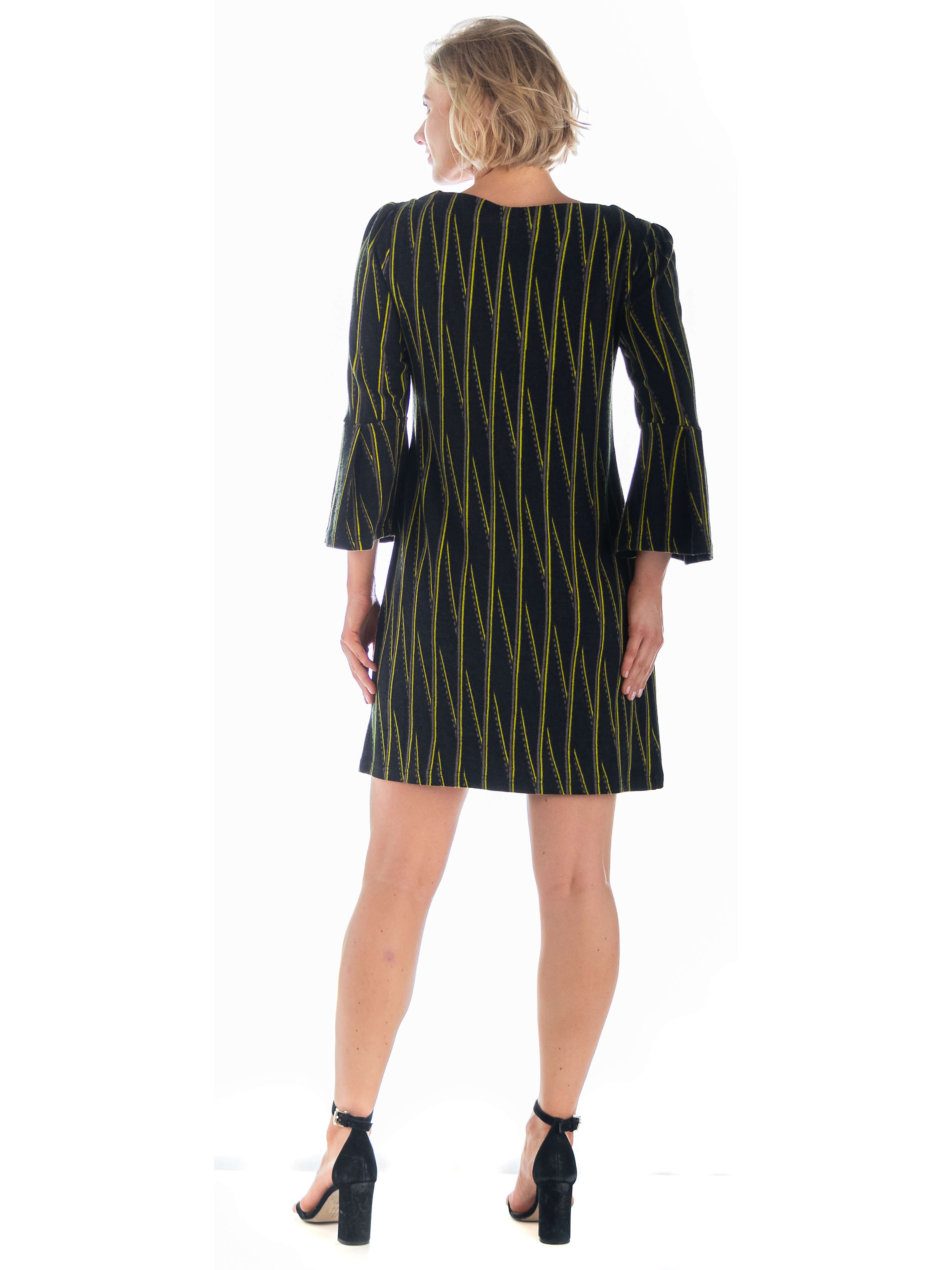 24seven Comfort Apparel Black Three Quarter Trumpet Sleeve Shift Dress sold by 24/7 Comfort Apparel product image thumbnail 3