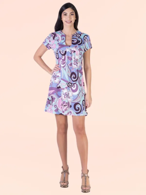 Lilac Short Sleeve Loose Fit Summer Casual Mini Dress sold by 24/7 Comfort Apparel
