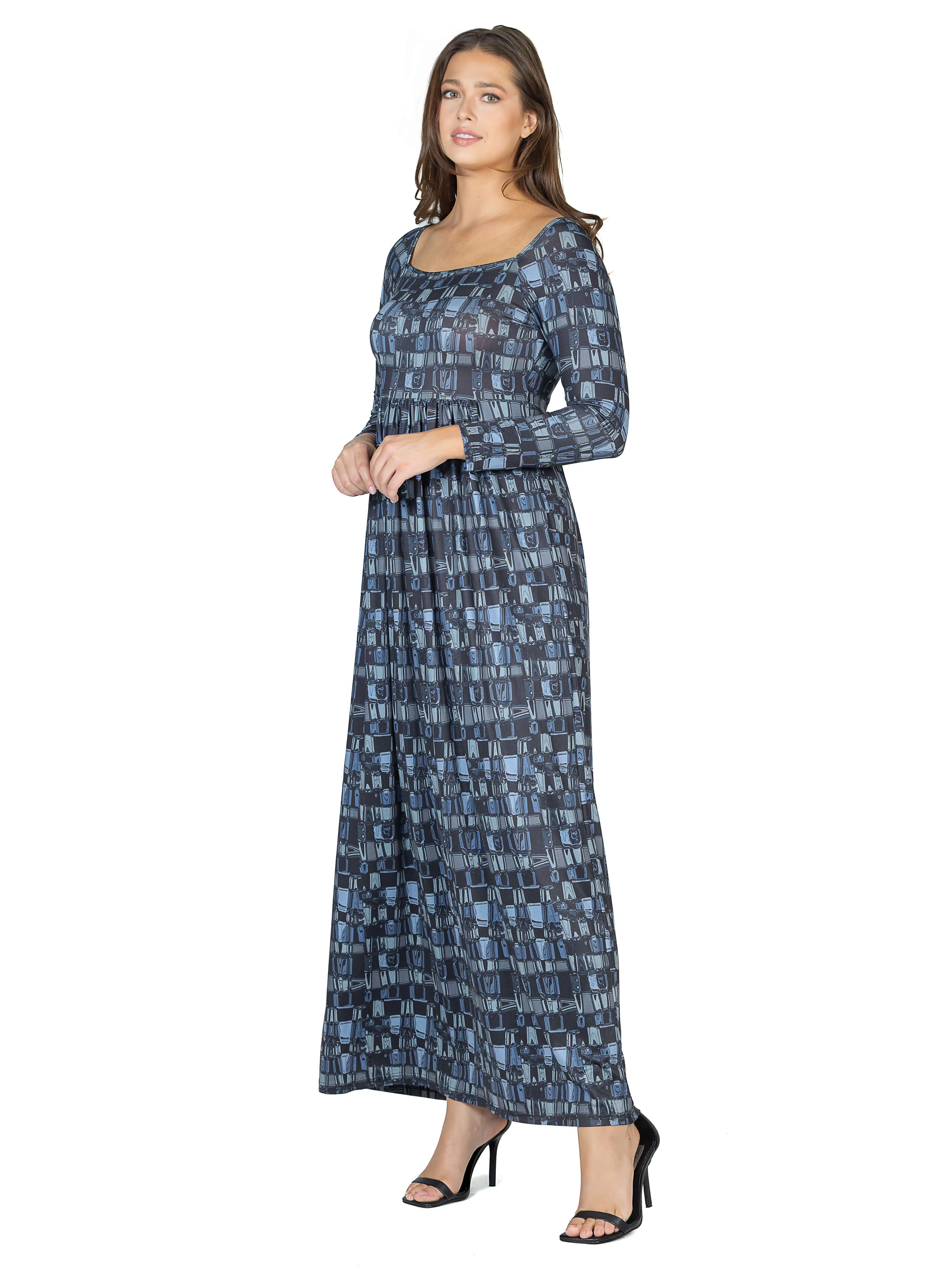 Grey Long Sleeve Pleated Maxi Dress sold by 24/7 Comfort Apparel product image thumbnail 4