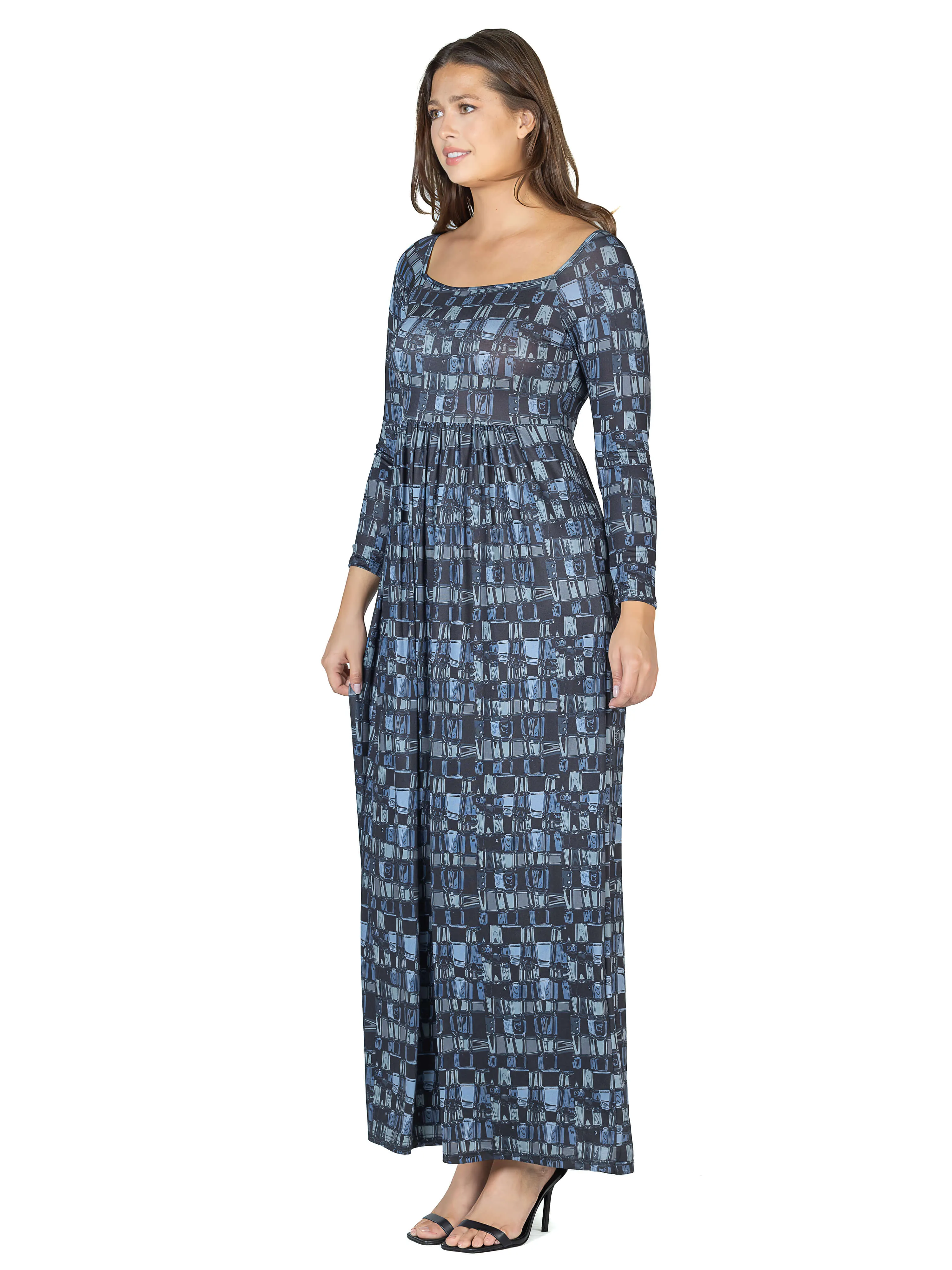 Grey Long Sleeve Pleated Maxi Dress sold by 24/7 Comfort Apparel product image thumbnail 3