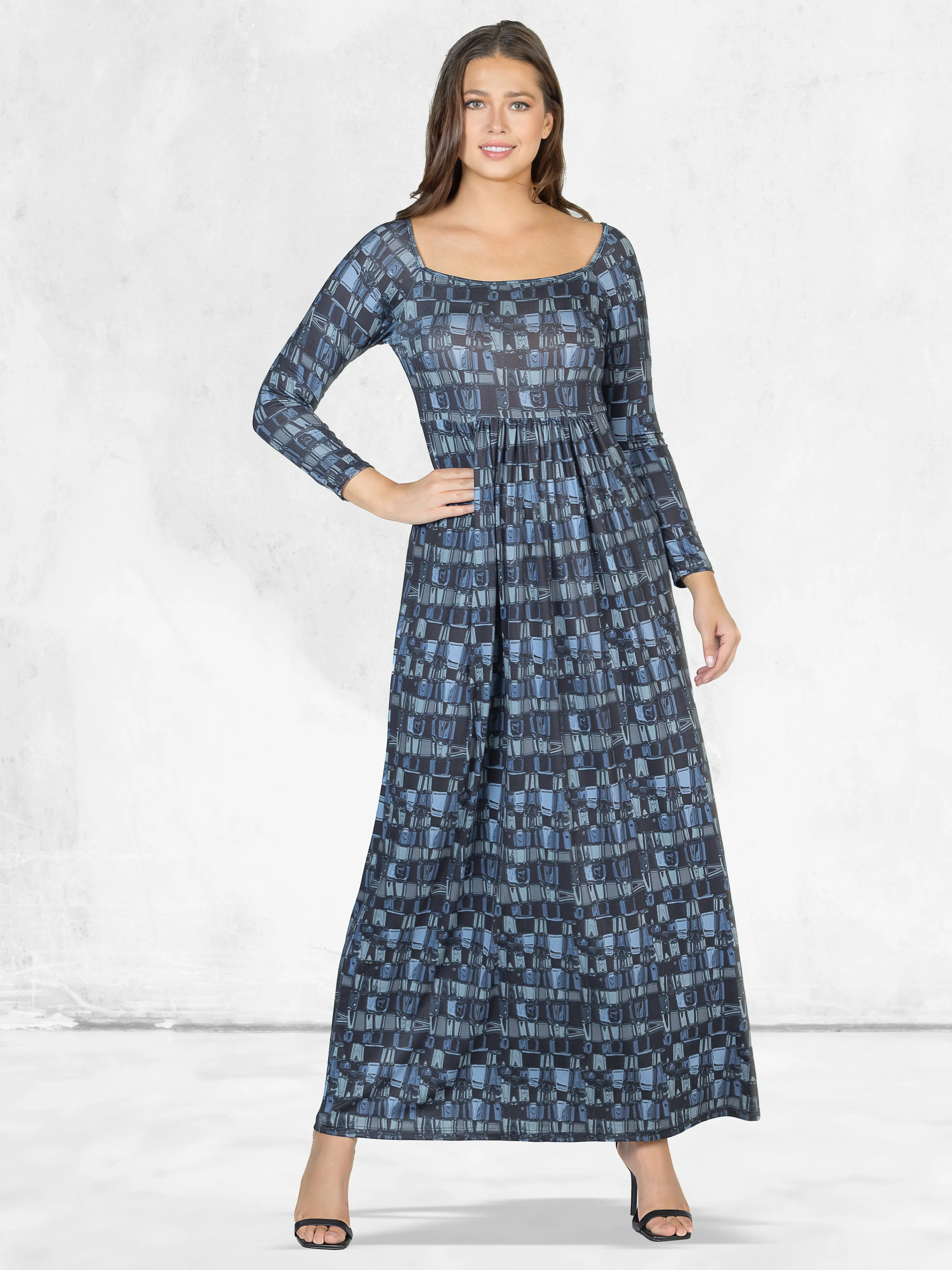 Grey Long Sleeve Pleated Maxi Dress sold by 24/7 Comfort Apparel