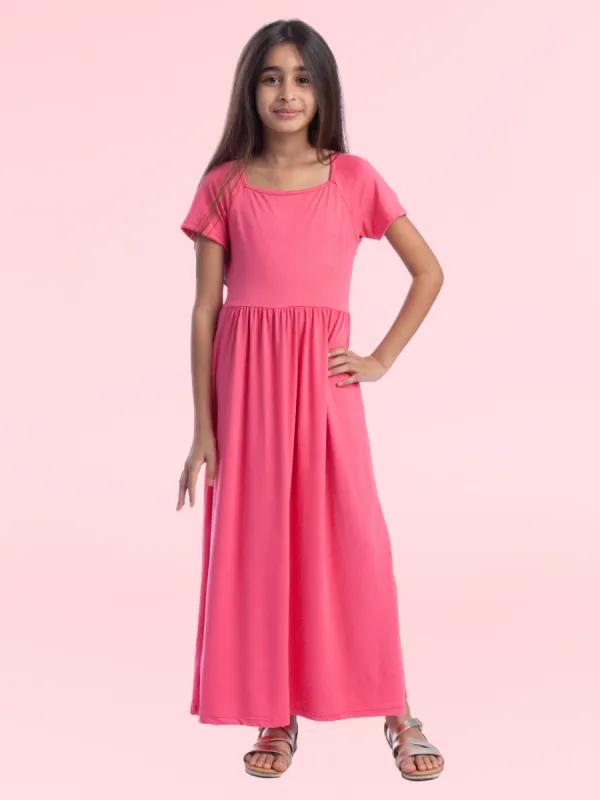 Girls Short Sleeve Pleated Maxi Dress sold by 24/7 Comfort Apparel