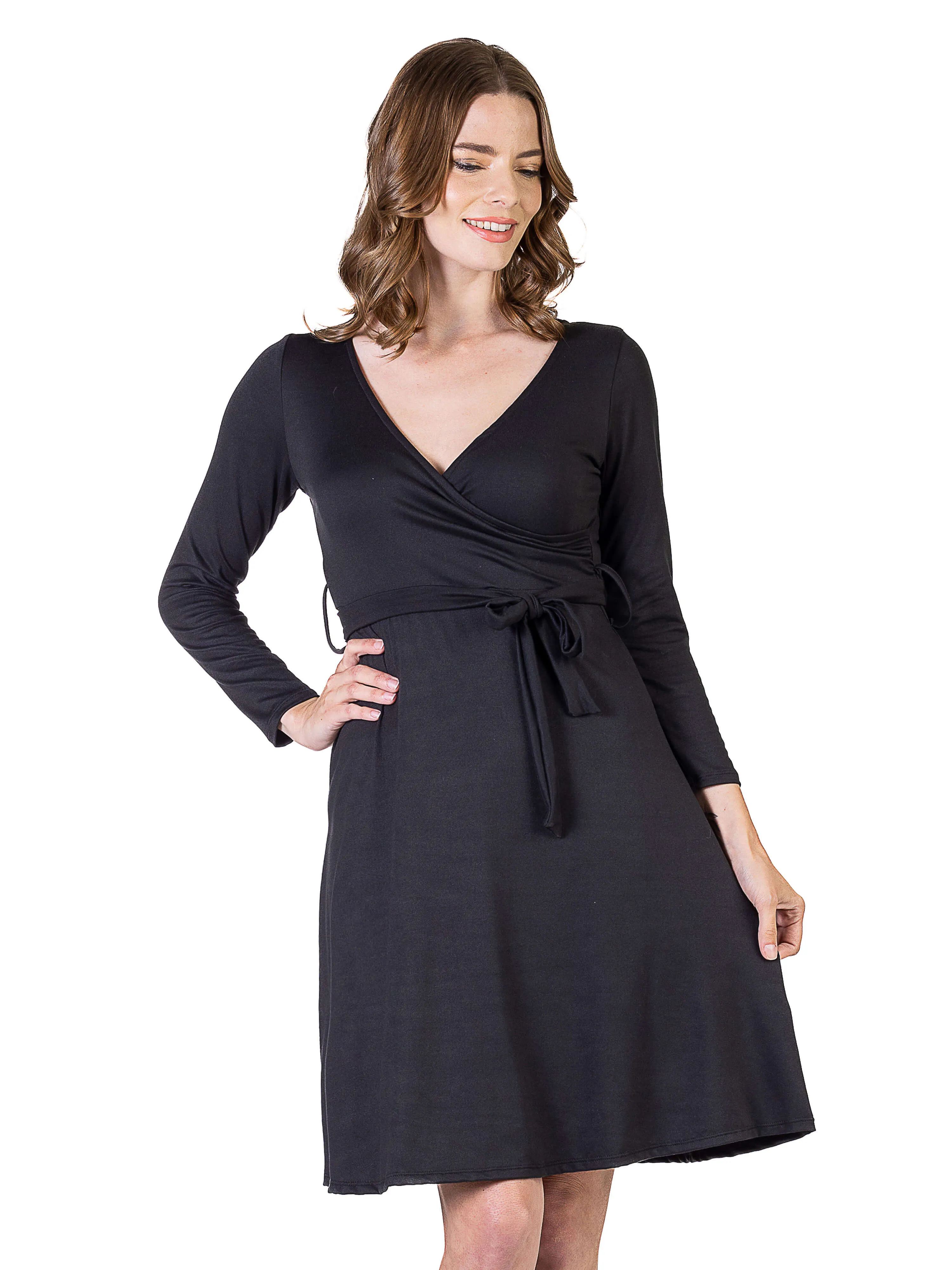 Chic V-Neck Long Sleeve Belted Dress sold by 24/7 Comfort Apparel product image thumbnail 5