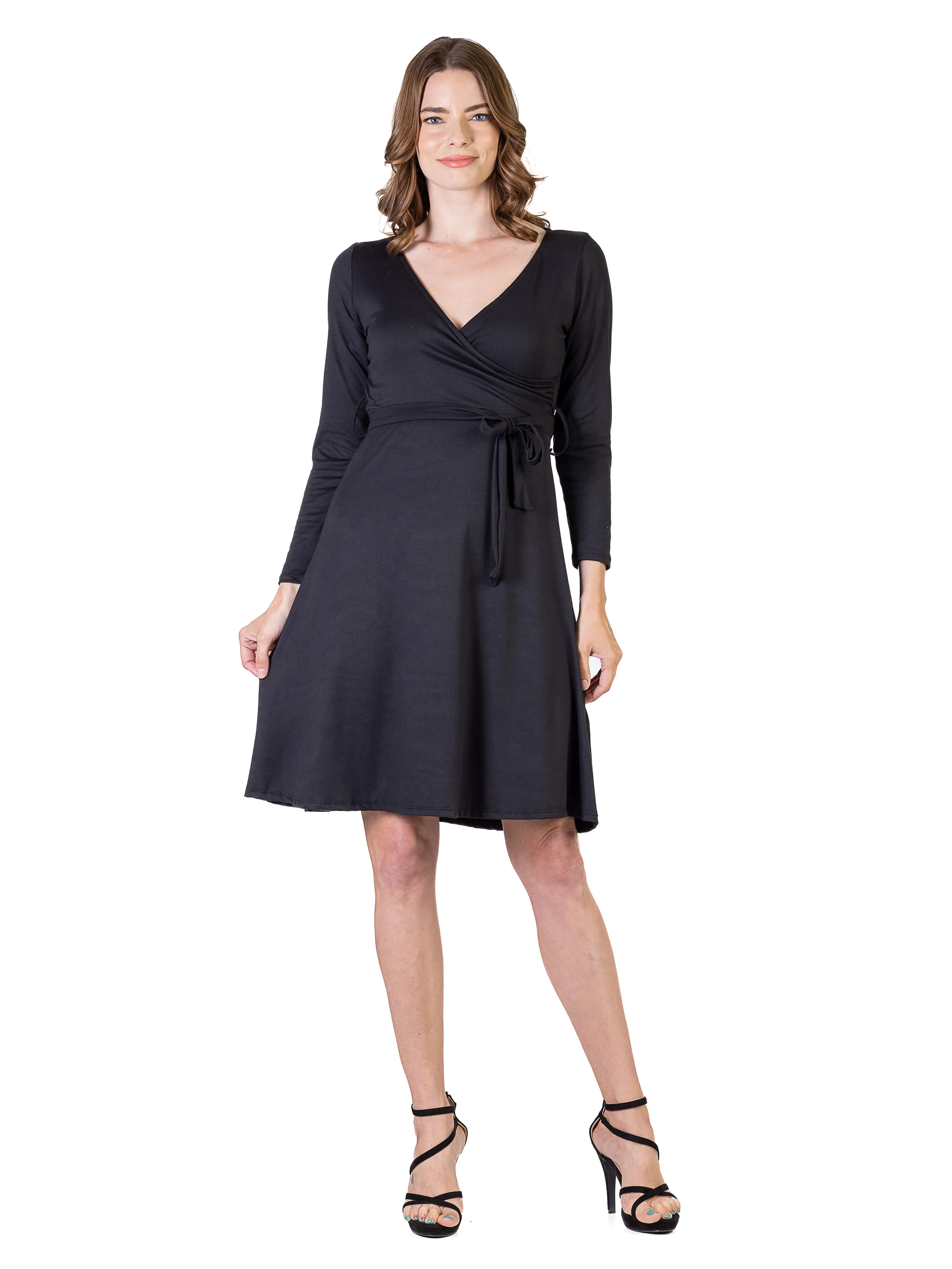 Chic V-Neck Long Sleeve Belted Dress sold by 24/7 Comfort Apparel product image thumbnail 3