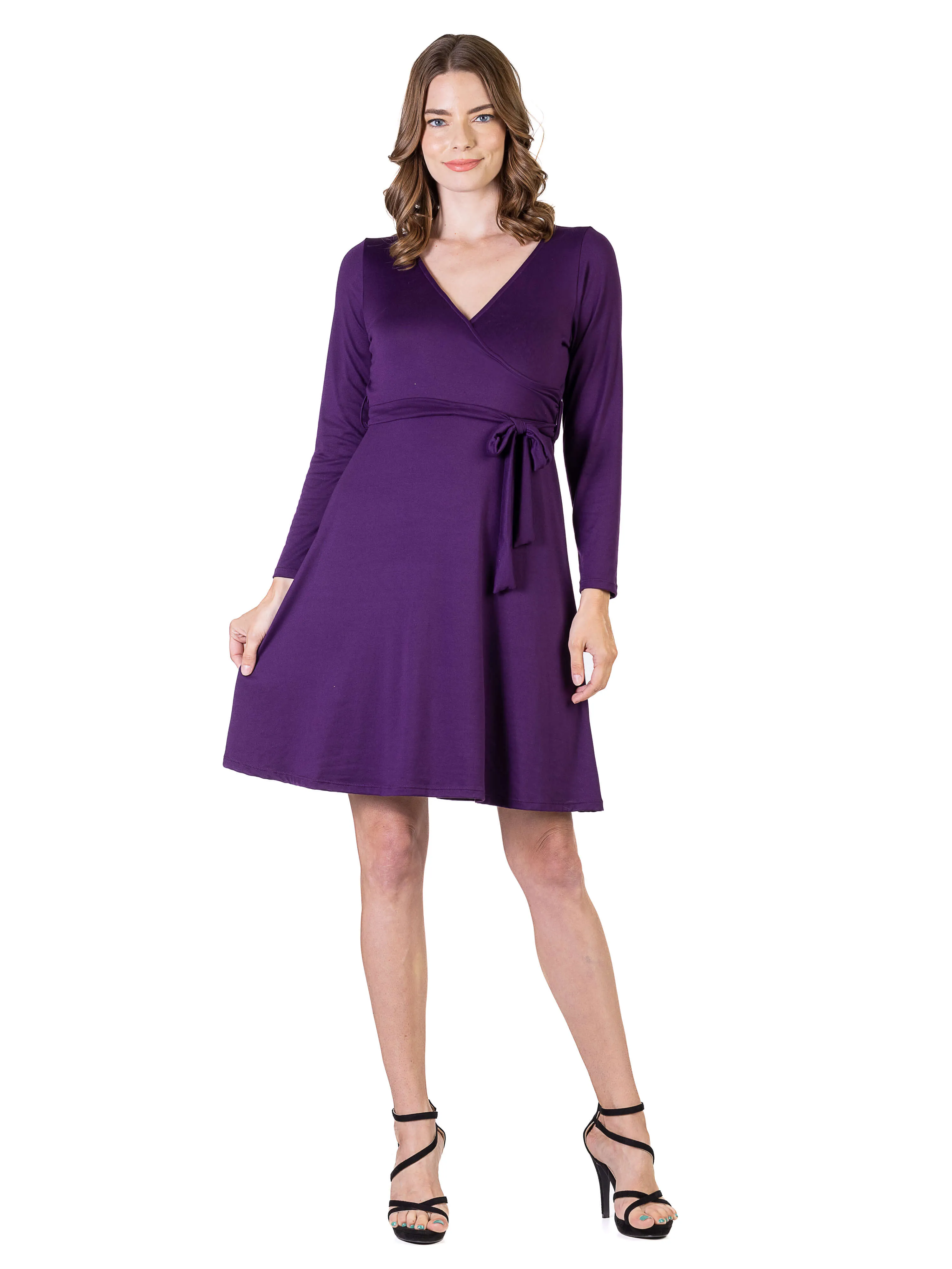 Chic V-Neck Long Sleeve Belted Dress sold by 24/7 Comfort Apparel product image thumbnail 2