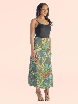 Green Dotted Print Elastic Waist Comfortable Ankle Length Maxi Skirt sold by 24/7 Comfort Apparel