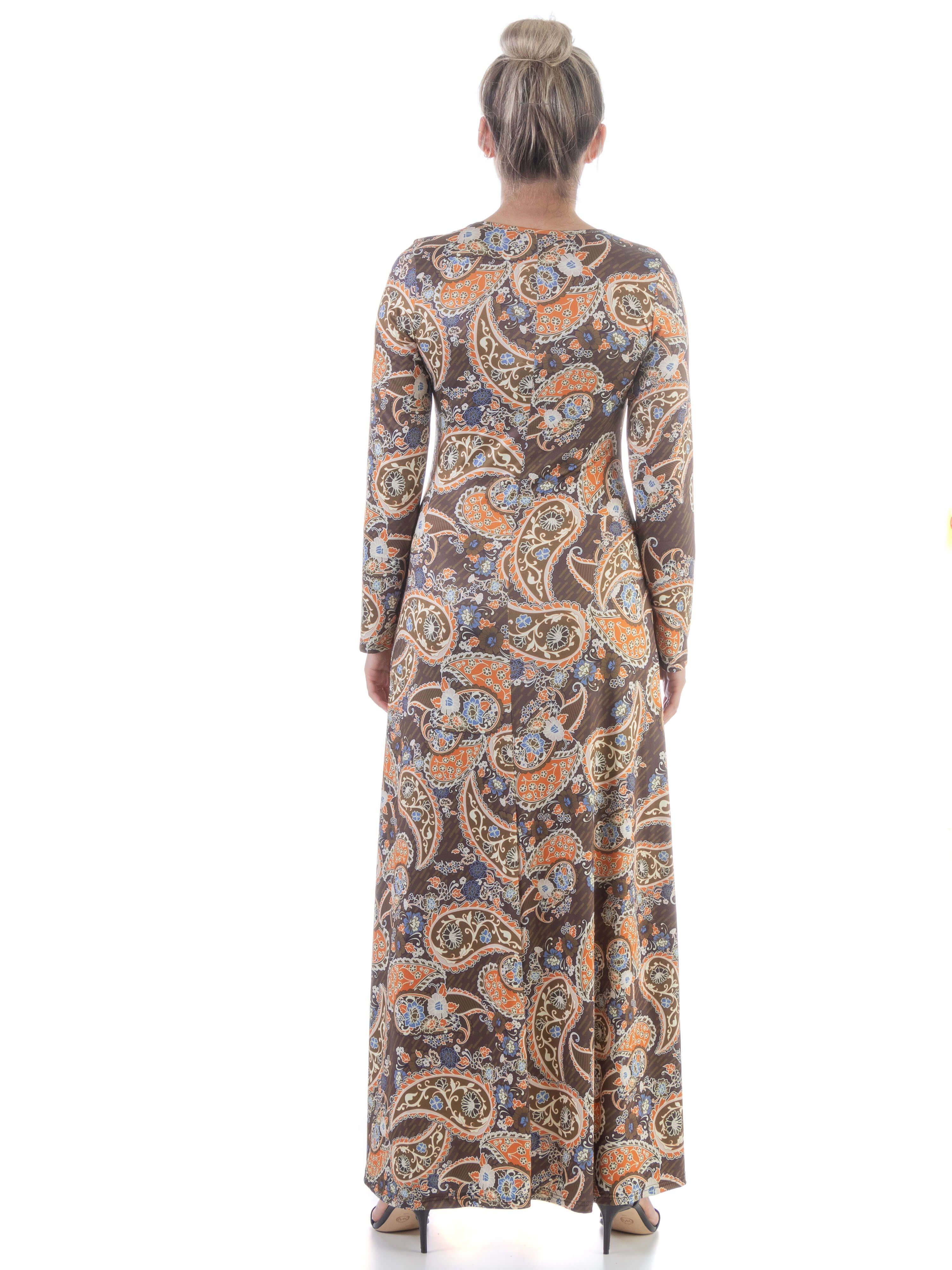 Fall Paisley Long Sleeve T Shirt Maxi Dress sold by 24/7 Comfort Apparel product image thumbnail 3
