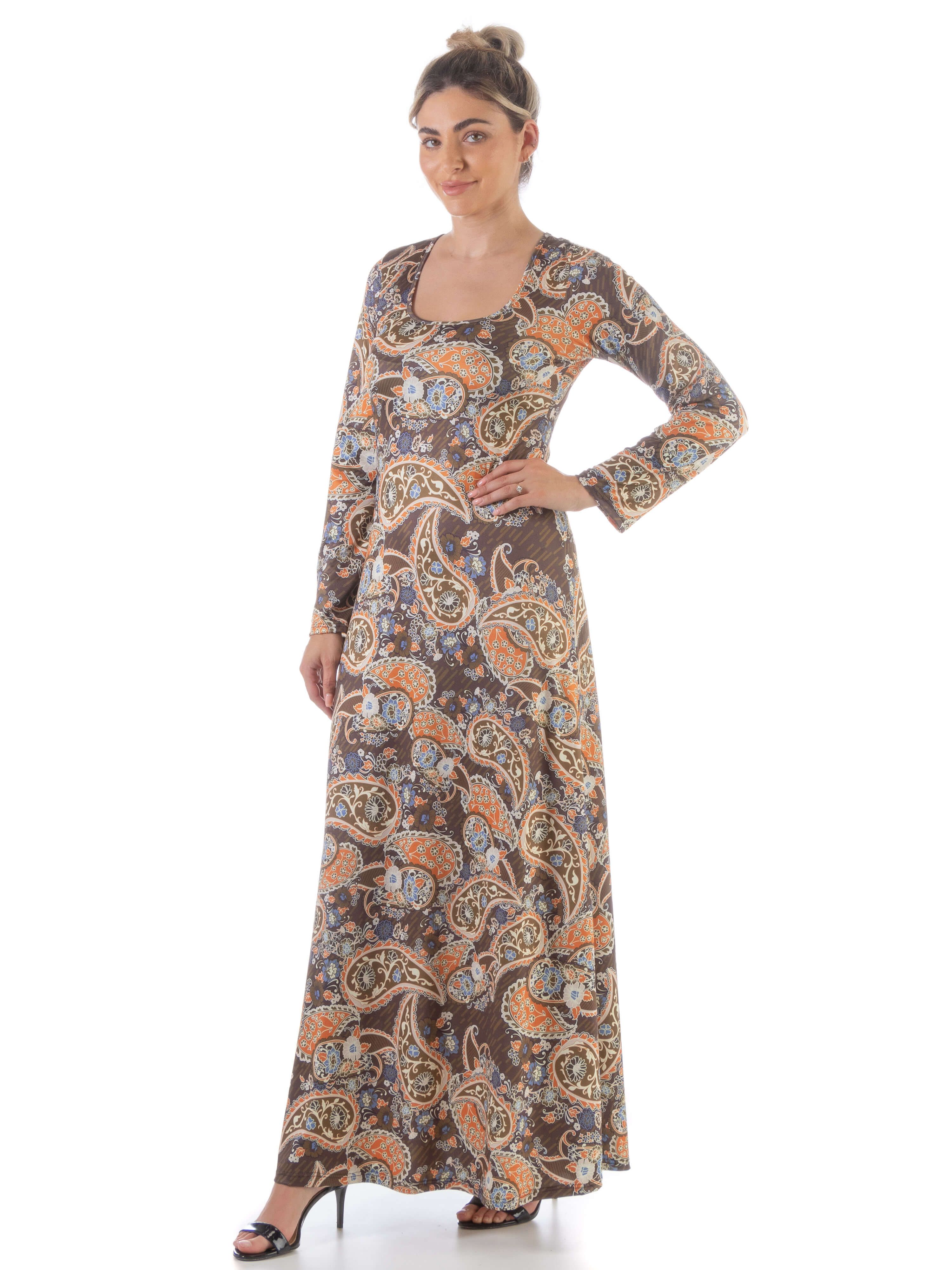 Fall Paisley Long Sleeve T Shirt Maxi Dress sold by 24/7 Comfort Apparel product image thumbnail 2