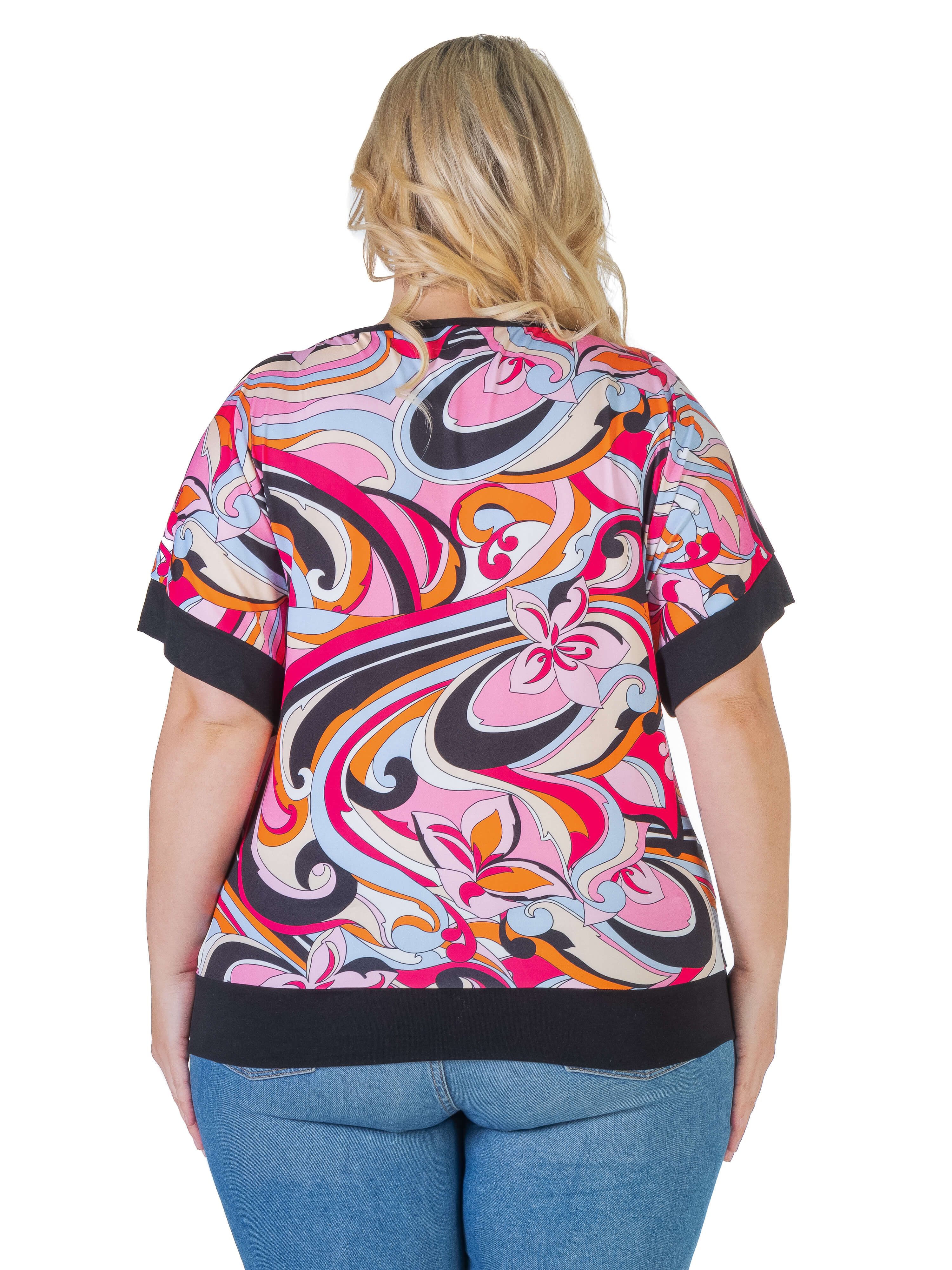 Pink Floral Boatneck Loose Fit Plus Size Top sold by 24/7 Comfort Apparel product image thumbnail 3