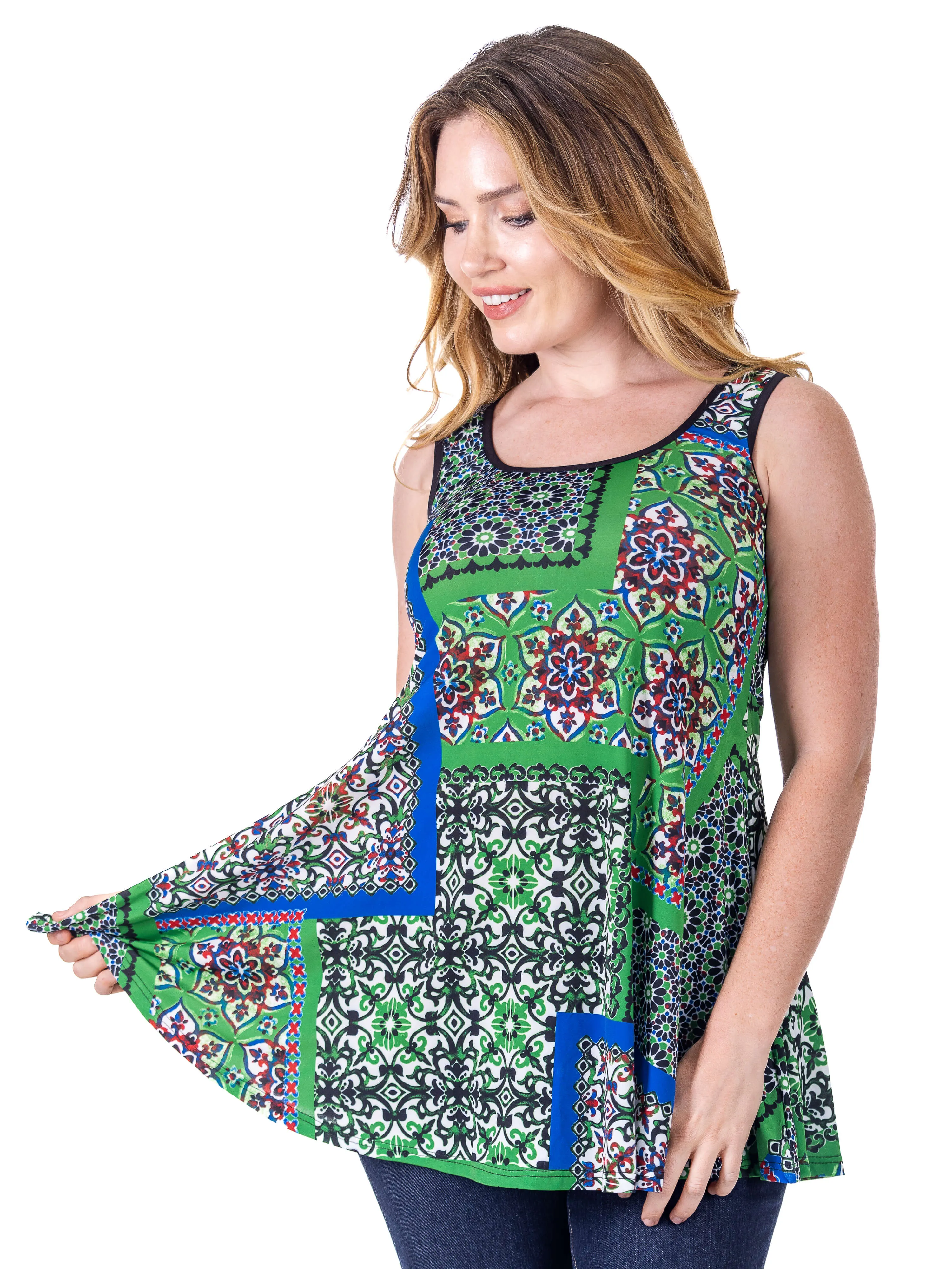 Casual Green Print Scoop Neck Tank Top sold by 24/7 Comfort Apparel product image thumbnail 4