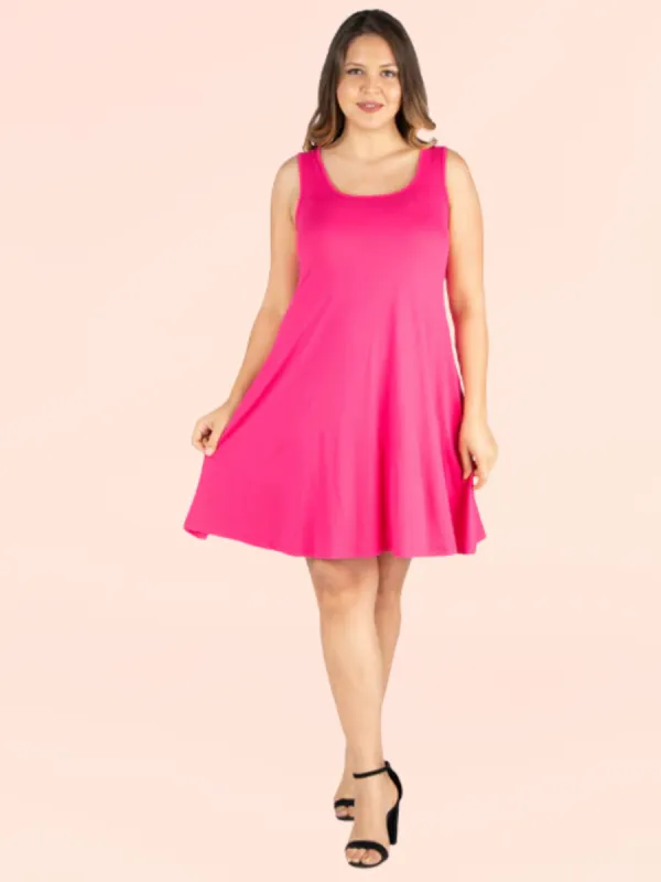 Fit and Flare Knee Length Plus Size Tank Dress sold by 24/7 Comfort Apparel