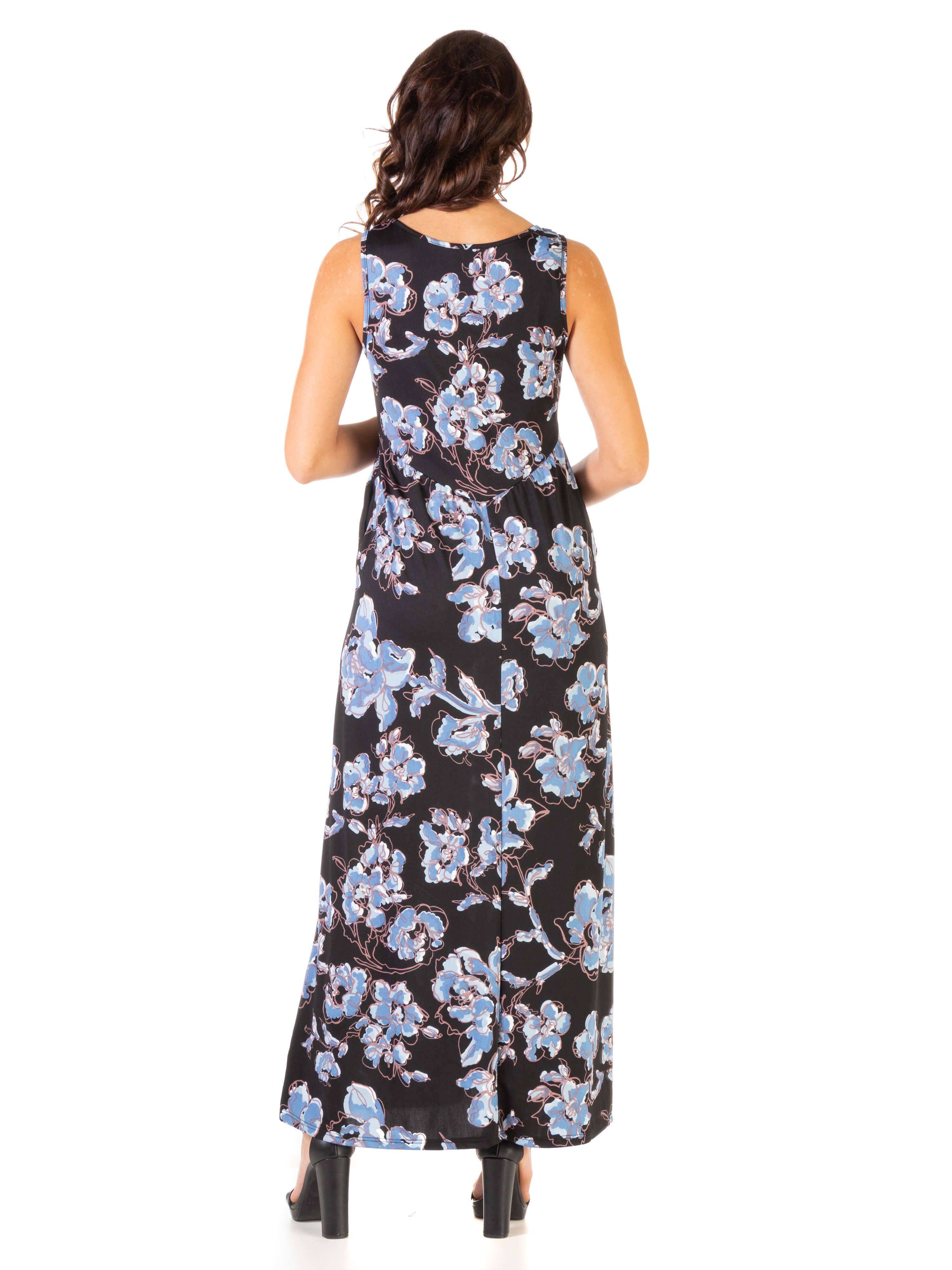 Black Floral Sleeveless Maternity Pocket Maxi Dress sold by 24/7 Comfort Apparel product image thumbnail 3