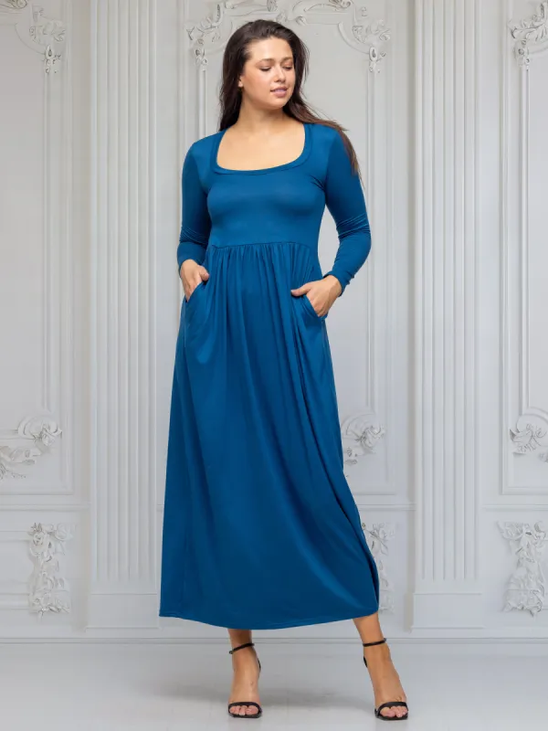 Long Sleeve Empire Waist Pocket Maxi Dress sold by 24/7 Comfort Apparel