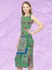 24sevenkid Girls Green Scarf Print Side Slit Maxi Dress sold by 24/7 Comfort Apparel