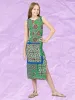 24sevenkid Girls Green Scarf Print Side Slit Maxi Dress sold by 24/7 Comfort Apparel