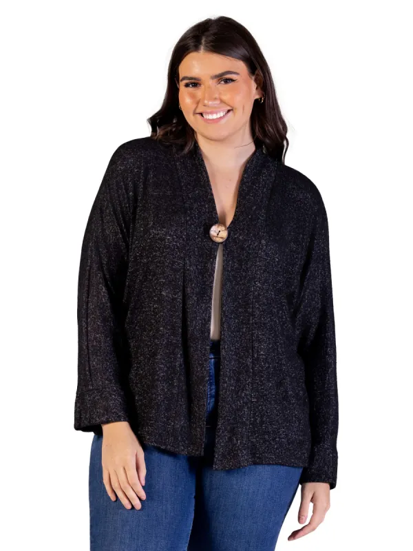 Plus Size Single Button Front Long Sleeve Womens Cardigan sold by 24/7 Comfort Apparel
