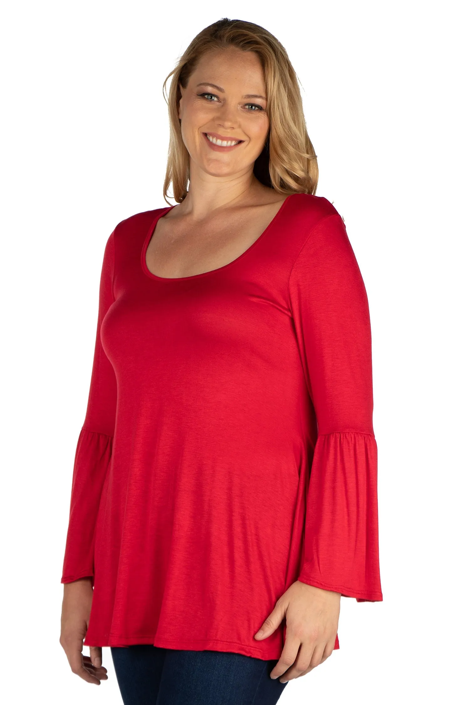 Long Bell Sleeve Flared Plus Size Tunic Top sold by 24/7 Comfort Apparel product image thumbnail 2