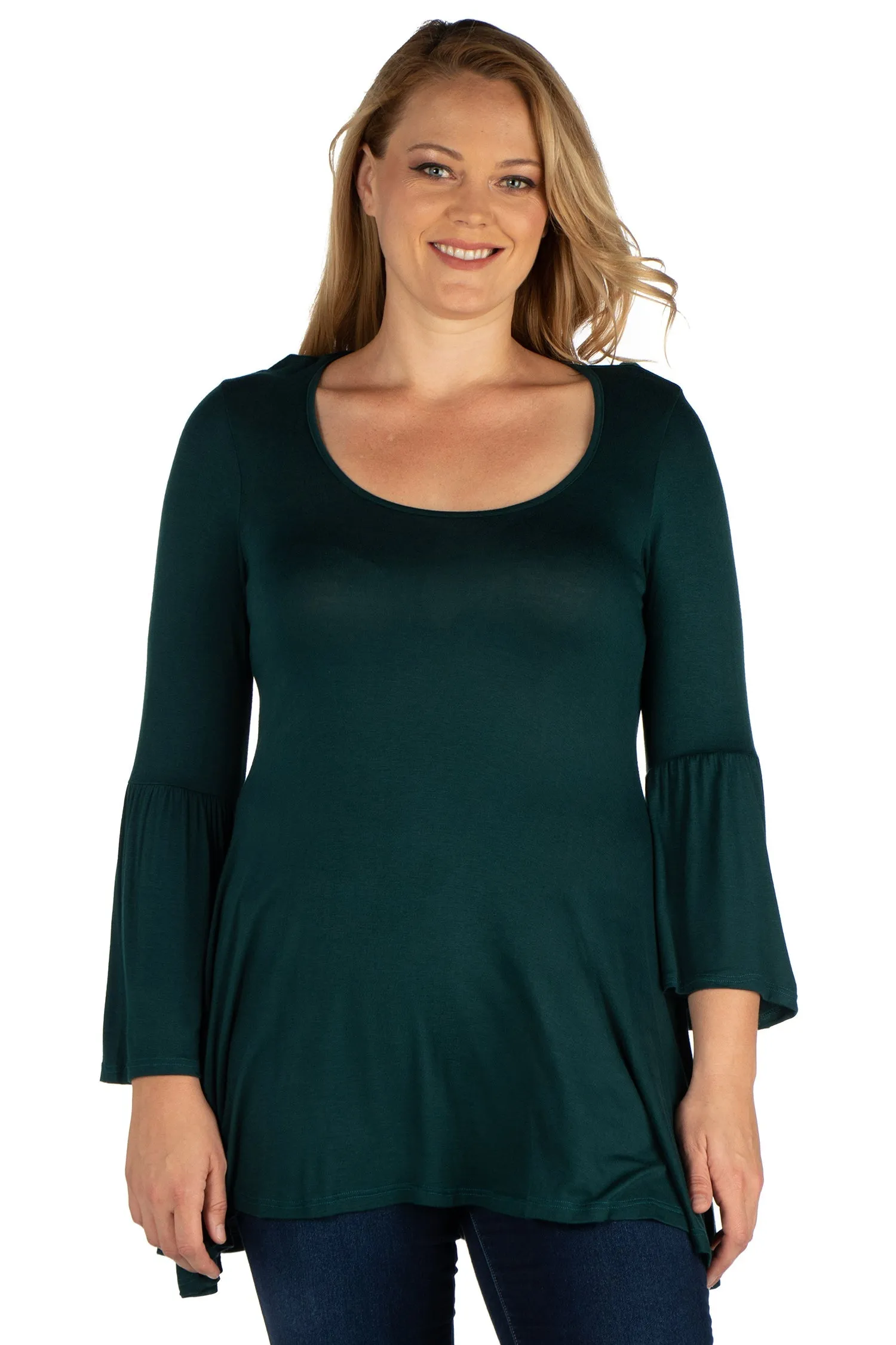 Long Bell Sleeve Flared Plus Size Tunic Top sold by 24/7 Comfort Apparel product image thumbnail 3