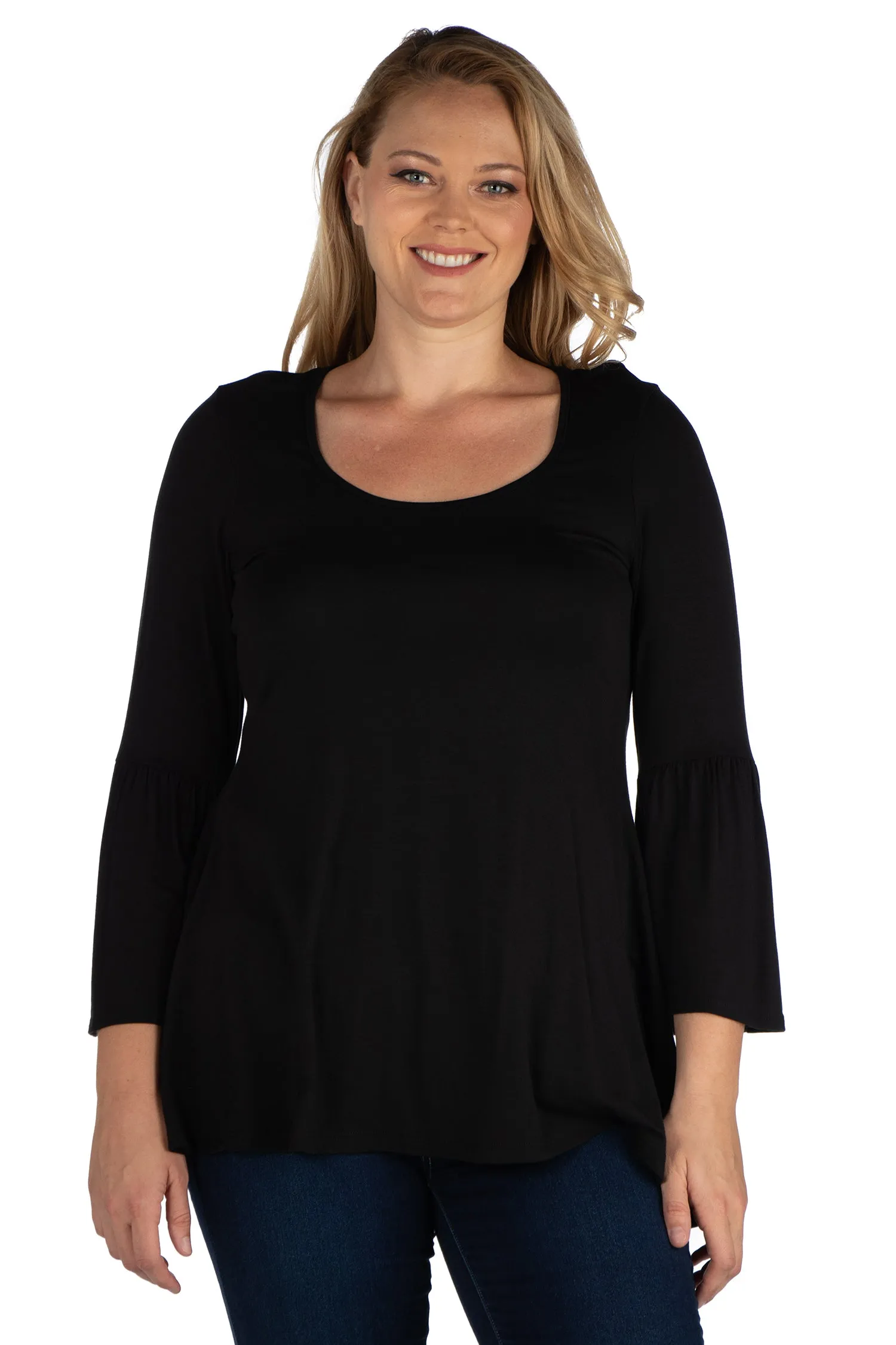 Long Bell Sleeve Flared Plus Size Tunic Top sold by 24/7 Comfort Apparel product image thumbnail 4