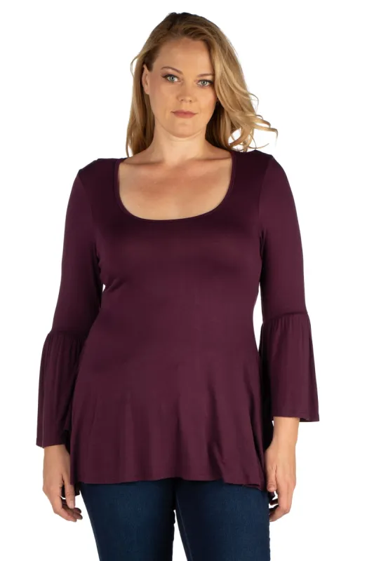 Long Bell Sleeve Flared Plus Size Tunic Top sold by 24/7 Comfort Apparel