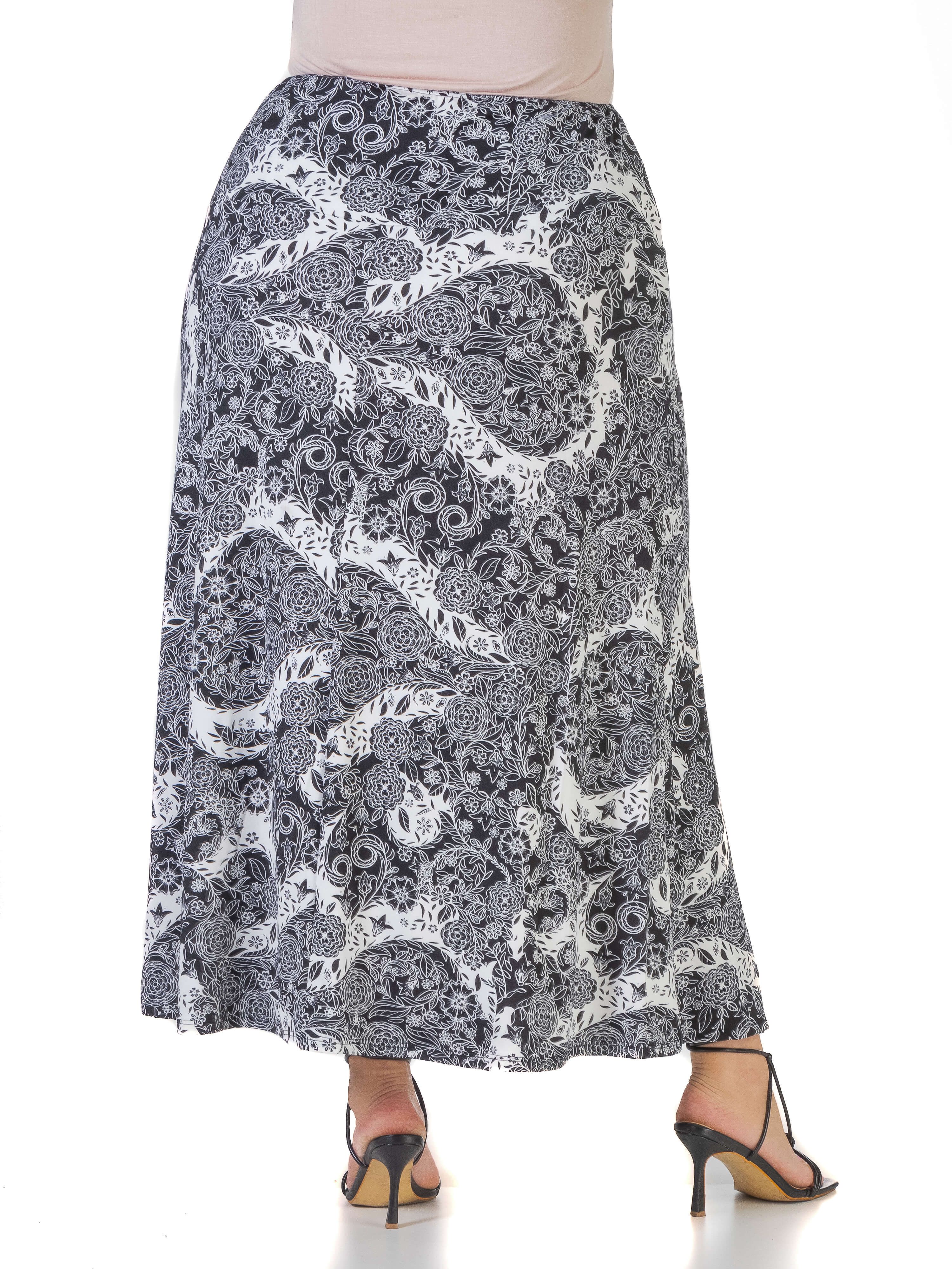 Black and White Elastic Waistband Plus Size Maxi Skirt sold by 24/7 Comfort Apparel product image thumbnail 3