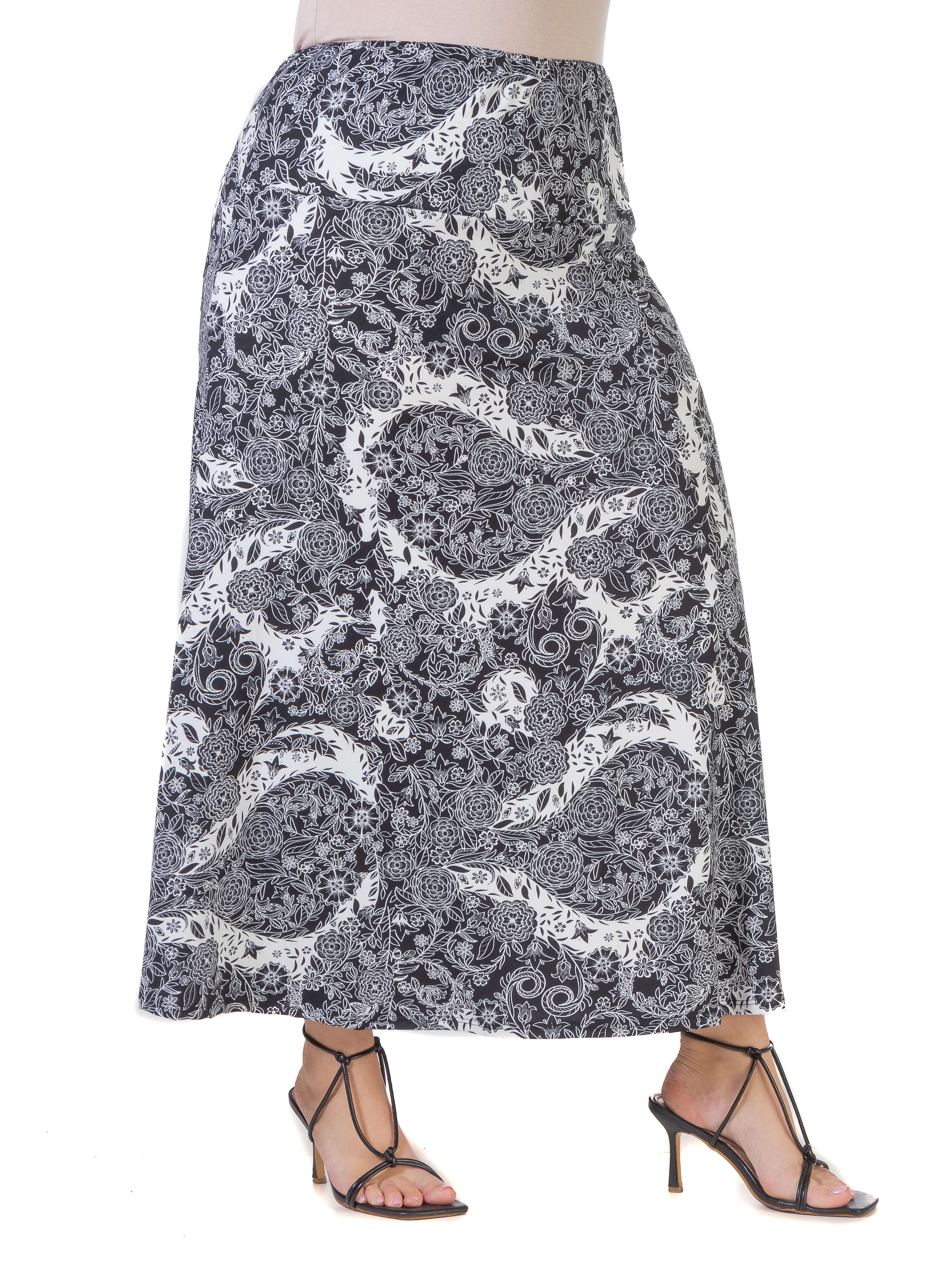 Black and White Elastic Waistband Plus Size Maxi Skirt sold by 24/7 Comfort Apparel product image thumbnail 2