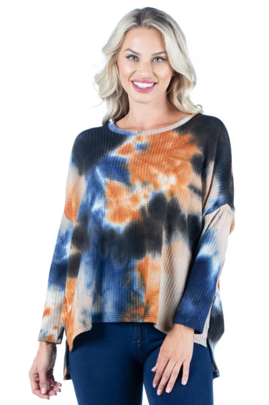 Oversized Pink Tie Dye Long Sleeve Dolman Tunic Top sold by 24/7 Comfort Apparel