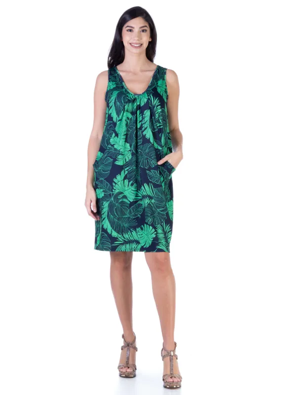 Leaf Print Sleeveless Loose Fit Casual Pocket Dress sold by 24/7 Comfort Apparel