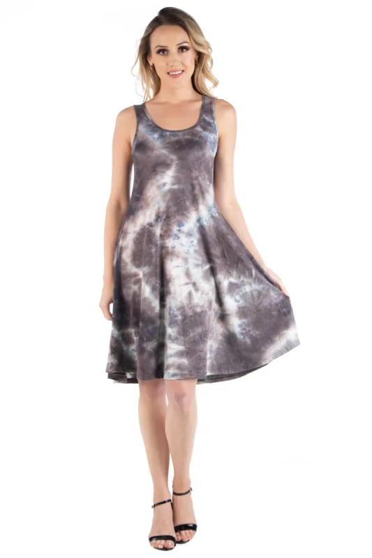 Sleeveless Tie Dye Watercolor A Line Fit and Flare Dress sold by 24/7 Comfort Apparel