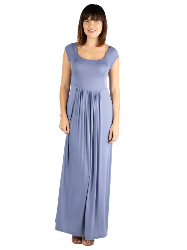 Maxi Dress with Round Neck and Empire Waist sold by 24/7 Comfort Apparel
