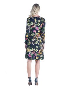 Maternity Black Floral Long Sleeve Knee Length Dress sold by 24/7 Comfort Apparel