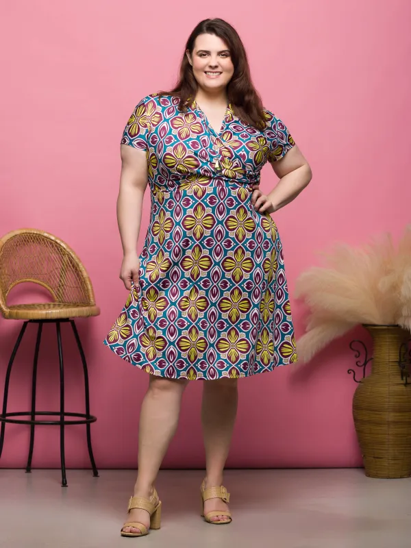 24seven Comfort Apparel Plus Size Floral Print Short Sleeve Knee Length V Neck Wrap Dress sold by 24/7 Comfort Apparel