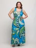 24seven Comfort Apparel Plus Size Blue Paisley Print Scoop Neck A Line Sleeveless Maxi Dress sold by 24/7 Comfort Apparel
