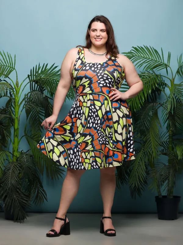24seven Comfort Apparel Plus Size Butterfly Print Sleeveless Knee Length Tank Swing Dress sold by 24/7 Comfort Apparel