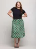 24seven Comfort Apparel Plus Size Green Geometric Print Comfortable Elastic Waist Knee Length Skirt sold by 24/7 Comfort Apparel