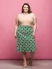 24seven Comfort Apparel Plus Size Green Geometric Print Comfortable Elastic Waist Knee Length Skirt sold by 24/7 Comfort Apparel