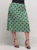 24seven Comfort Apparel Plus Size Green Geometric Print Comfortable Elastic Waist Knee Length Skirt sold by 24/7 Comfort Apparel