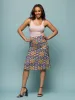 24seven Comfort Apparel Bright Floral Print Comfortable Elastic Waist Knee Length Skirt sold by 24/7 Comfort Apparel