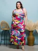24seven Comfort Apparel Plus Size Pink Floral Scoop Neck A Line Sleeveless Maxi Dress sold by 24/7 Comfort Apparel