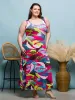 24seven Comfort Apparel Plus Size Pink Floral Scoop Neck A Line Sleeveless Maxi Dress sold by 24/7 Comfort Apparel