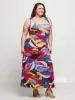 24seven Comfort Apparel Plus Size Pink Floral Scoop Neck A Line Sleeveless Maxi Dress sold by 24/7 Comfort Apparel